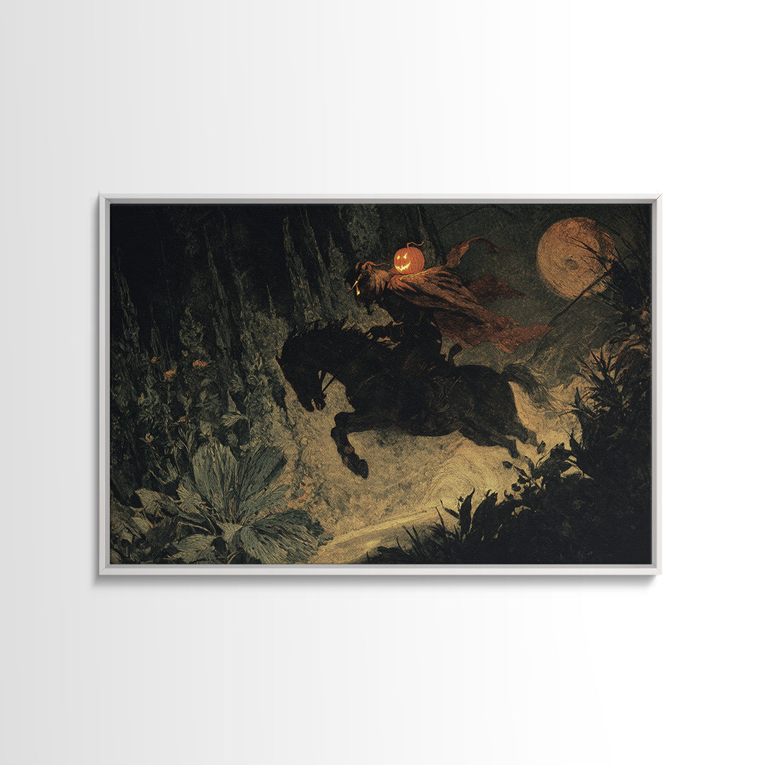 The Headless Horseman, Symbolist Gothic Landscape, Landscape Wall Art, Gothic Horror Wall Art, Canvas Print, Halloween Wall Art