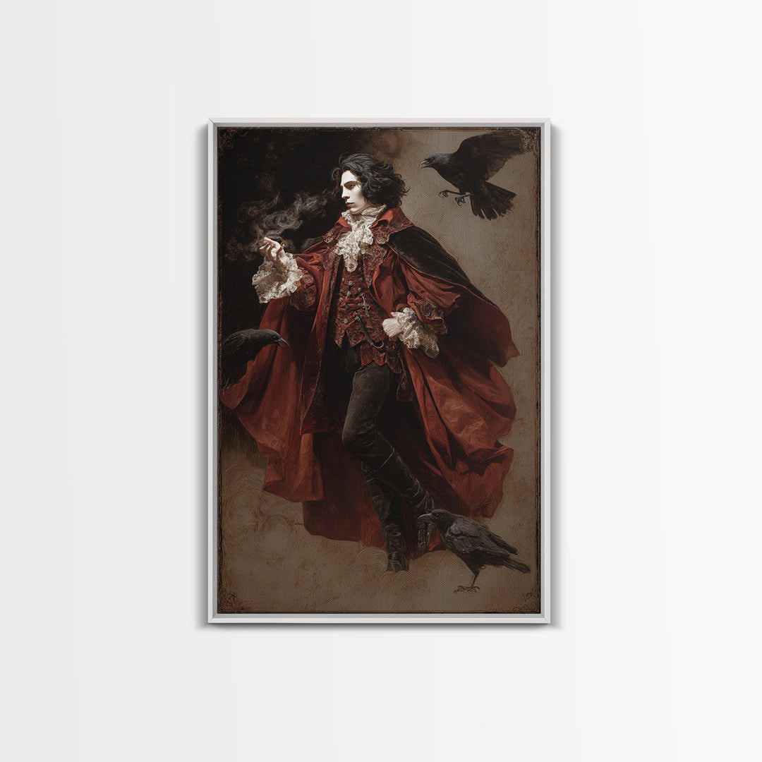 The Crimson Vampire, Danse Macabre Art, Vertical Wall Art, Gothic Horror Wall Art, Framed Canvas Print