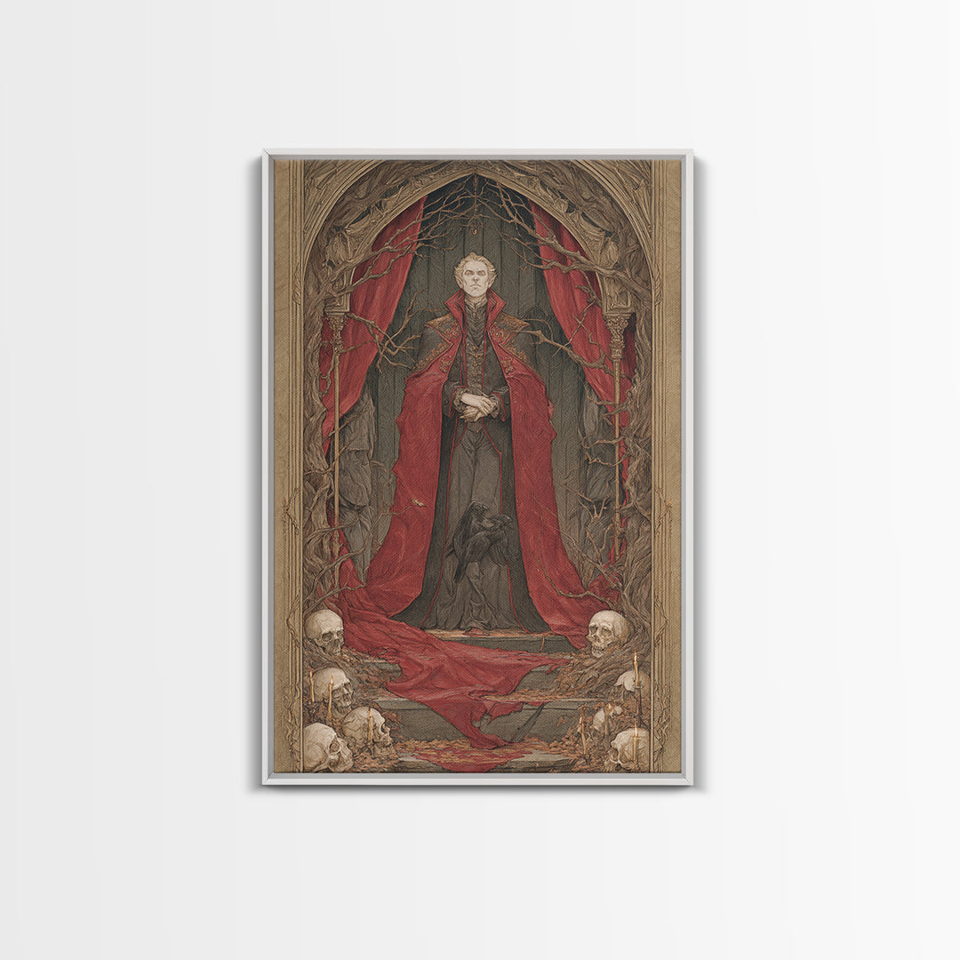 The Crimson Vampire, Decadent Gothic Art, Vertical Wall Art, Dark Fantasy Wall Art, Canvas Print, Halloween Wall Art, Halloween Decor