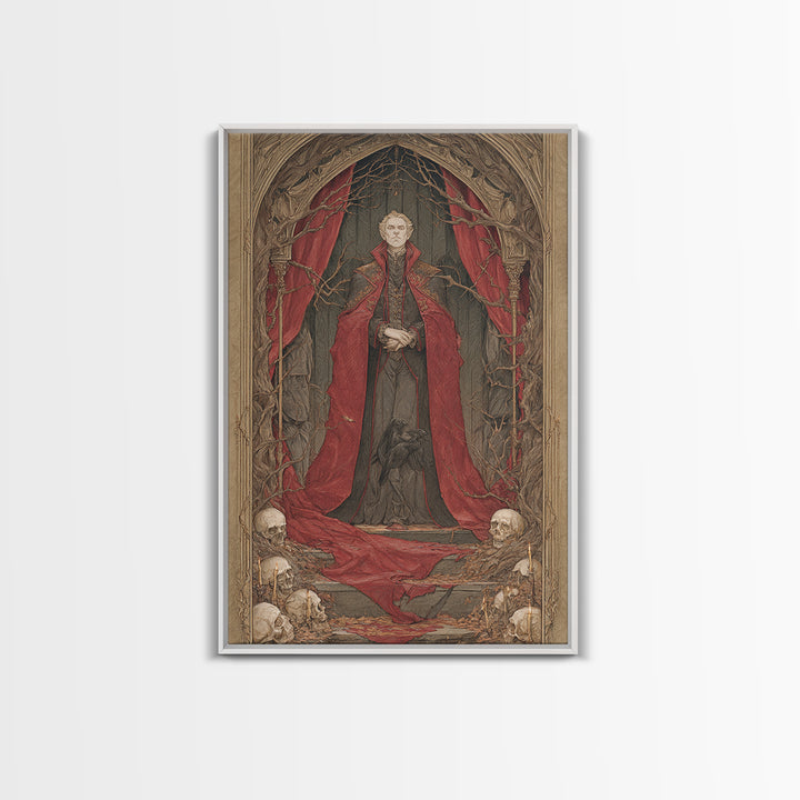 The Crimson Vampire, Decadent Gothic Art, Vertical Wall Art, Dark Fantasy Wall Art, Canvas Print, Halloween Wall Art, Halloween Decor