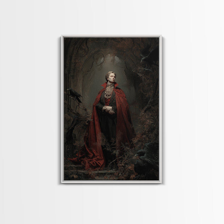 The Crimson Vampire, Expressionist Gothic Art, Vertical Wall Art, Dark Halloween Decor, Canvas Print, Halloween Wall Art, Macabre Wall Art