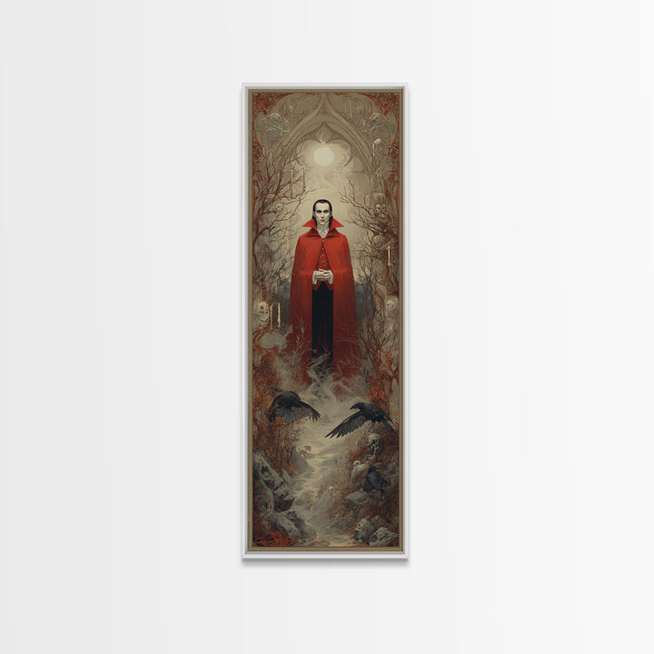 The Crimson Vampire, Surreal Apocalyptic Art, Tall Narrow Wall Art, Dark Halloween Decor, Canvas Print, Halloween Wall Art