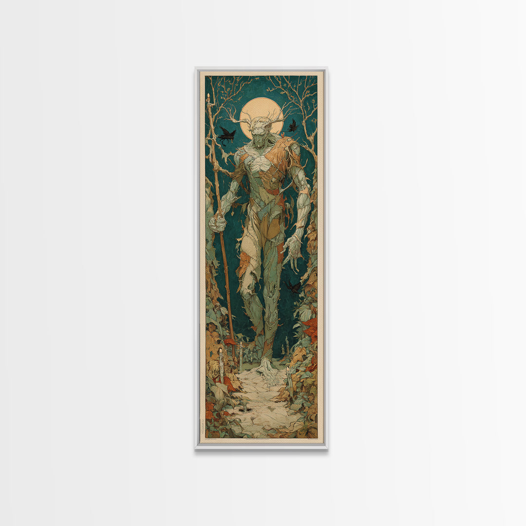 The Stitched Giant, Dark Renaissance Art, Tall Narrow Wall Art, Gothic Horror Wall Art, Framed Canvas Print, Halloween Wall Art