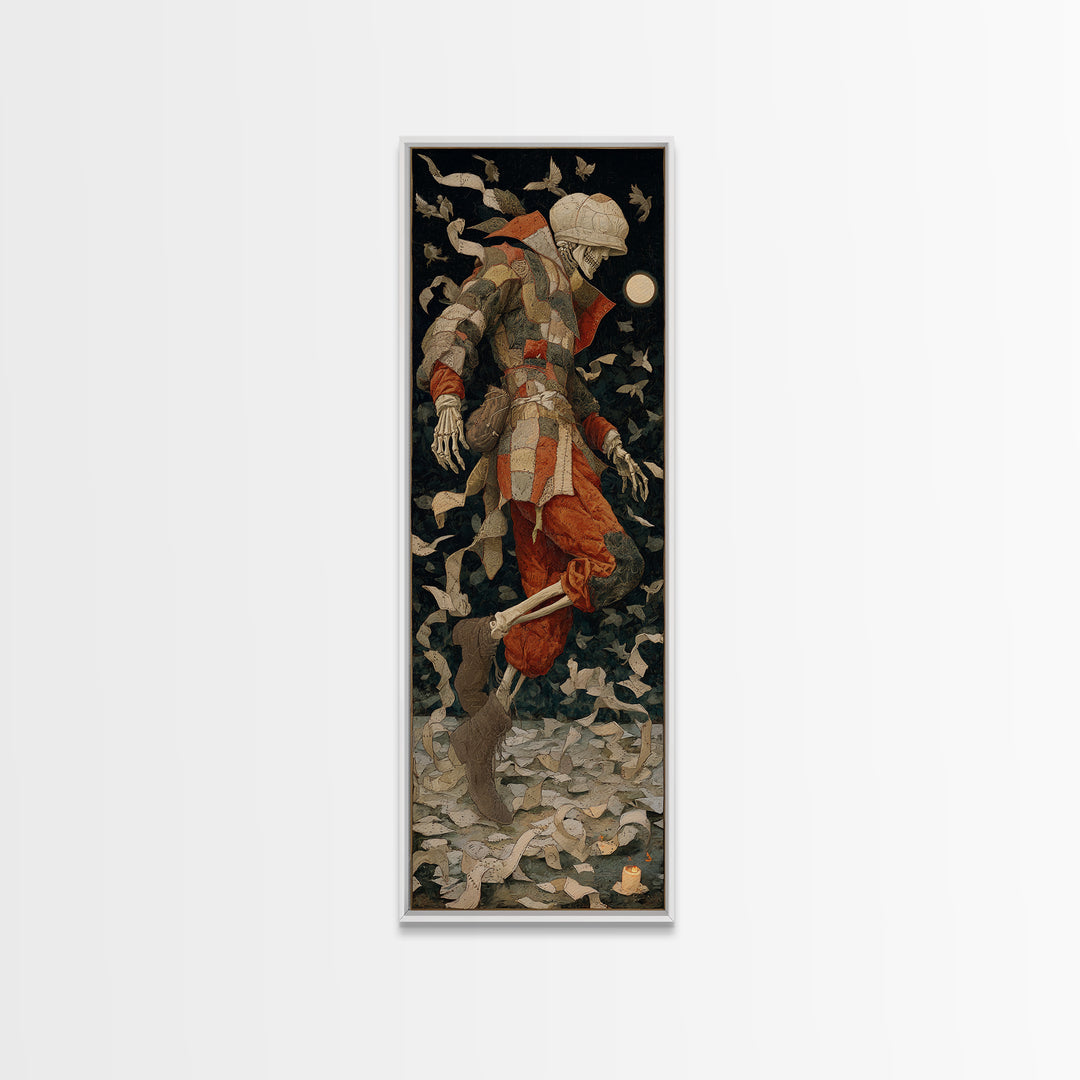 The Stitched Giant, Danse Macabre Art, Tall Narrow Wall Art, Macabre Wall Art, Canvas Print, Halloween Wall Art