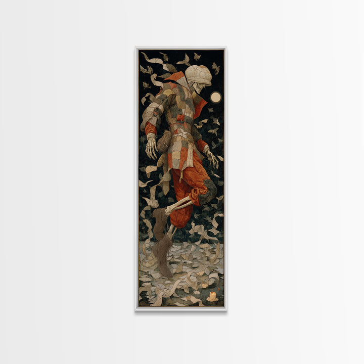 The Stitched Giant, Danse Macabre Art, Tall Narrow Wall Art, Macabre Wall Art, Canvas Print, Halloween Wall Art