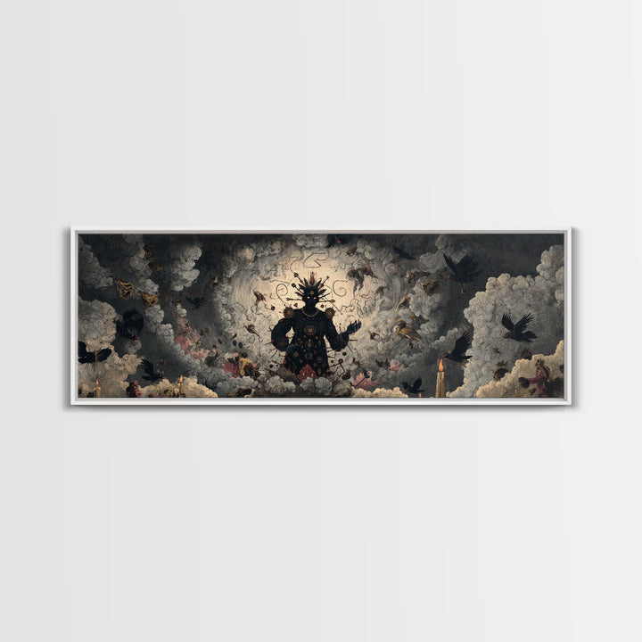 The Stitched Giant, Dark Romantic Horror Art, Extra Wide Wall Art, Dark Halloween Decor, Framed Canvas Print, Halloween Wall Art