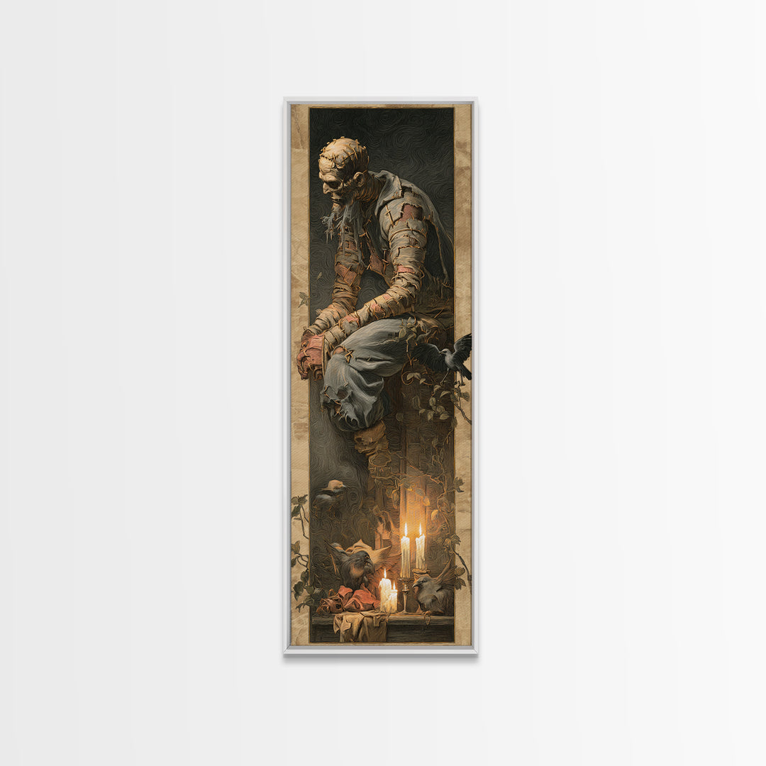 The Stitched Giant, Gothic Nightmare Art, Tall Narrow Wall Art, Gothic Horror Wall Art, Canvas Print, Halloween Wall Art