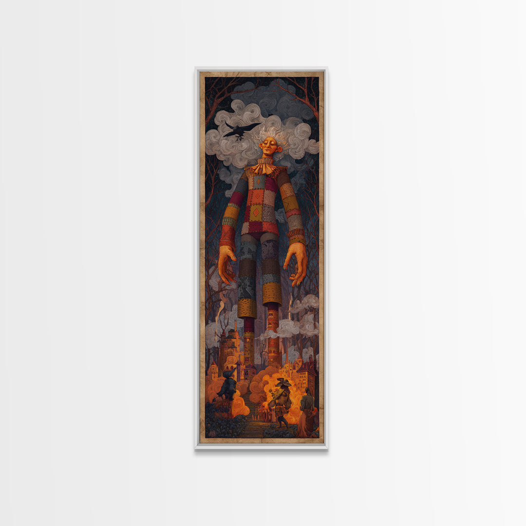 The Stitched Giant, Visionary Gothic Art, Tall Narrow Wall Art, Gothic Horror Wall Art, Canvas Print, Halloween Wall Art