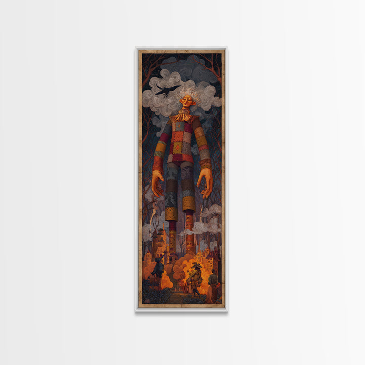 The Stitched Giant, Visionary Gothic Art, Tall Narrow Wall Art, Gothic Horror Wall Art, Canvas Print, Halloween Wall Art