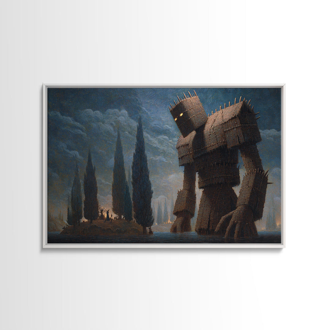The Stitched Giant, Symbolist Gothic Landscape, Landscape Wall Art, Gothic Horror Wall Art, Canvas Print, Halloween Wall Art
