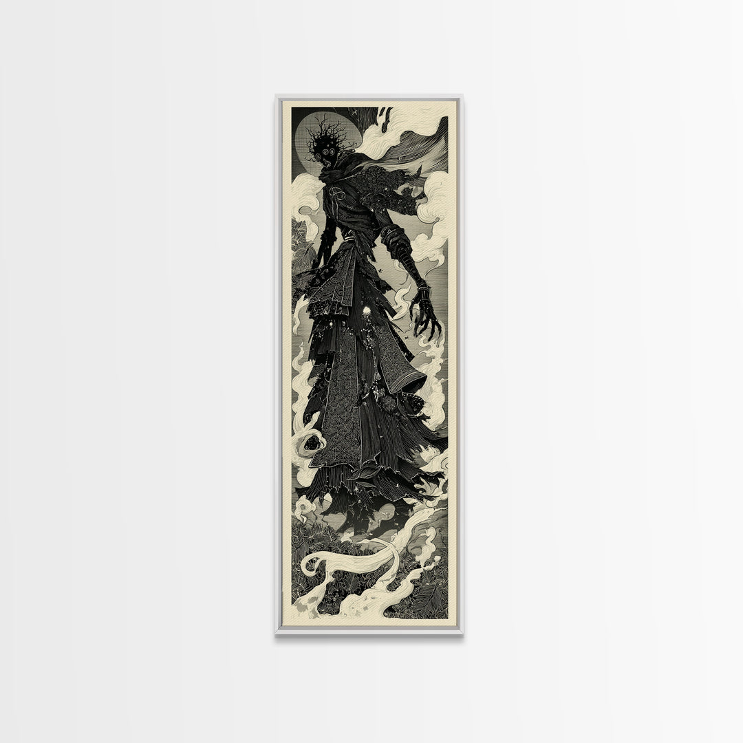The Stitched Giant, Decadent Line Art, Tall Narrow Wall Art, Macabre Wall Art, Canvas Print, Halloween Wall Art