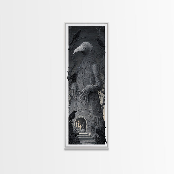 The Stitched Giant, Victorian Macabre Art, Tall Narrow Wall Art, Macabre Wall Art, Canvas Print, Halloween Wall Art, Seasonal Home Decor