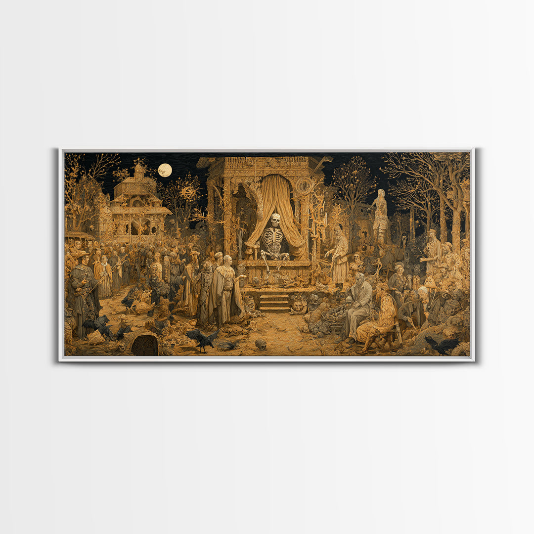 The Mummy Pharaoh, Northern Renaissance Horror, Wide Panoramic Art, Dark Fantasy Wall Art, Framed Canvas Print, Halloween Wall Art
