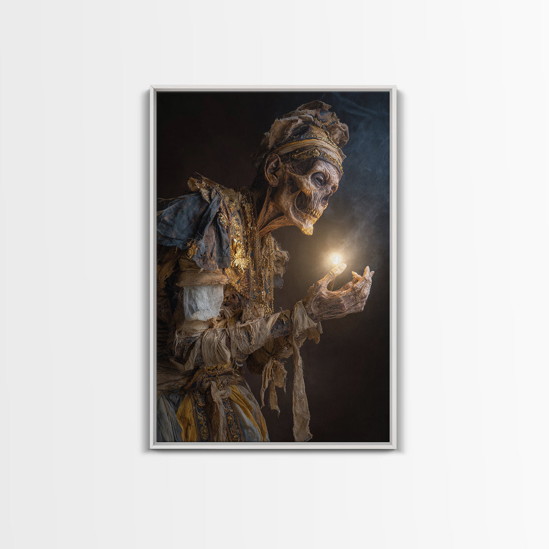 The Mummy Pharaoh, Dark Renaissance Art, Vertical Wall Art, Dark Halloween Decor, Canvas Print, Halloween Wall Art
