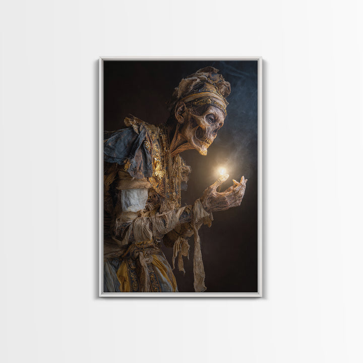 The Mummy Pharaoh, Dark Renaissance Art, Vertical Wall Art, Dark Halloween Decor, Canvas Print, Halloween Wall Art