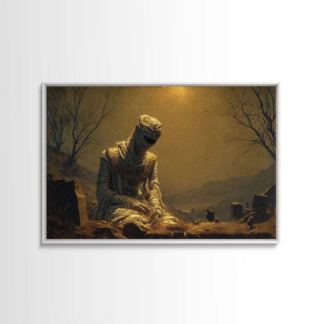 The Mummy Pharaoh, Romantic Gothic Landscape, Landscape Wall Art, Dark Halloween Decor, Canvas Print, Halloween Wall Art