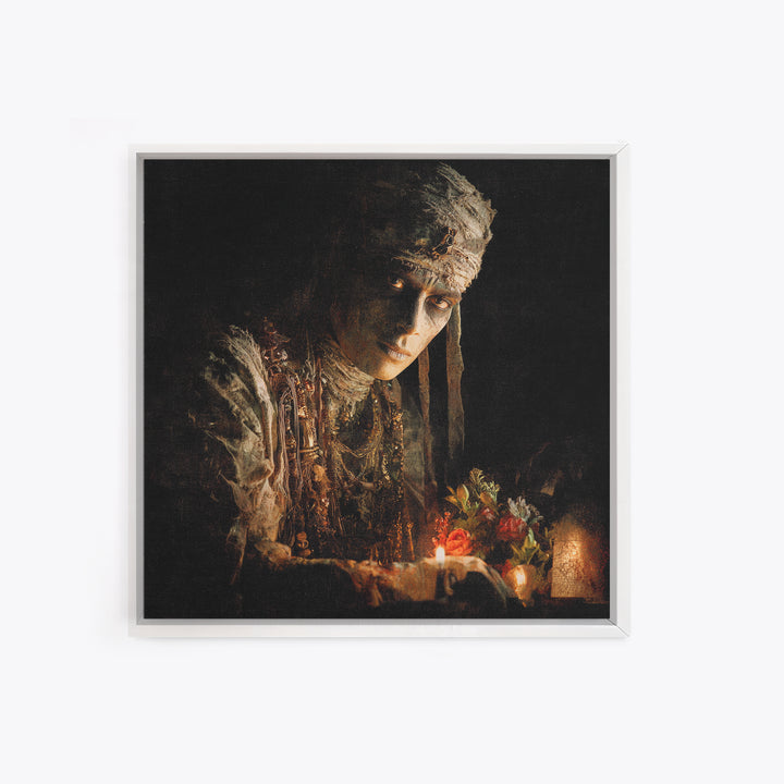 The Mummy Pharaoh, Symbolist Dream Art, Square Wall Art, Dark Fantasy Wall Art, Canvas Print, Halloween Wall Art, Dark Fantasy Art
