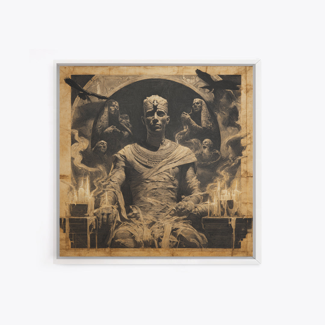 The Mummy Pharaoh, Dark Symbolist Art, Square Wall Art, Macabre Wall Art, Canvas Print, Halloween Wall Art, Halloween Decor
