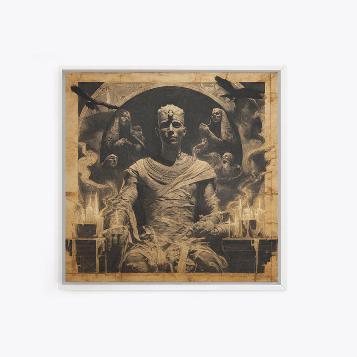 The Mummy Pharaoh, Dark Symbolist Art, Square Wall Art, Macabre Wall Art, Canvas Print, Halloween Wall Art, Halloween Decor