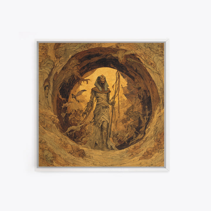 The Mummy Pharaoh, Gothic Storybook Art, Square Wall Art, Macabre Wall Art, Framed Canvas Print, Halloween Wall Art, Halloween Decor