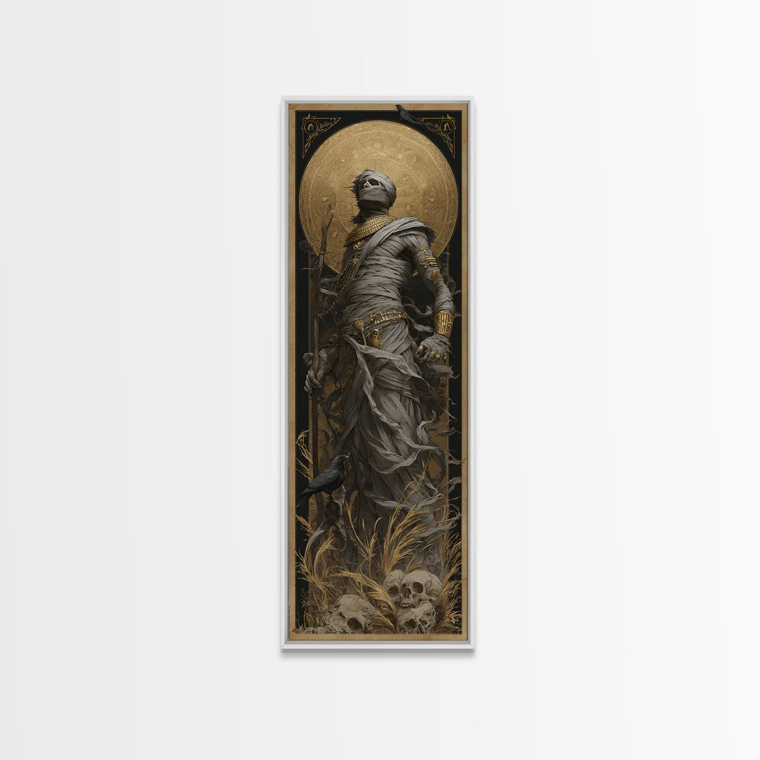 The Mummy Pharaoh, Surreal Apocalyptic Art, Tall Narrow Wall Art, Dark Halloween Decor, Canvas Print, Halloween Wall Art