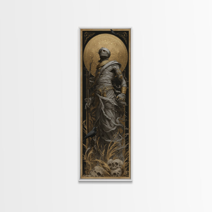 The Mummy Pharaoh, Surreal Apocalyptic Art, Tall Narrow Wall Art, Dark Halloween Decor, Canvas Print, Halloween Wall Art