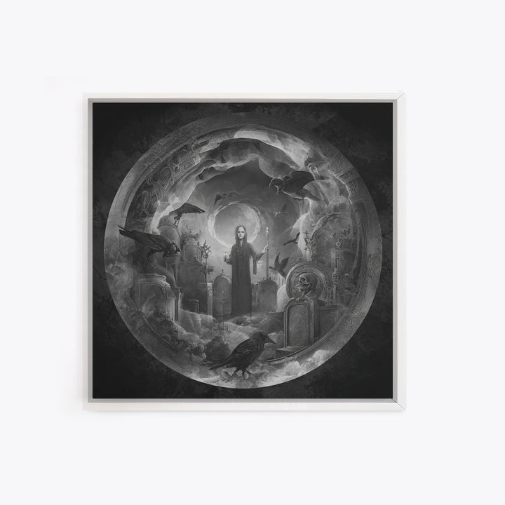 The Graveyard Ghost, Biomechanical Horror Art, Square Wall Art, Gothic Horror Wall Art, Framed Canvas Print, Halloween Wall Art