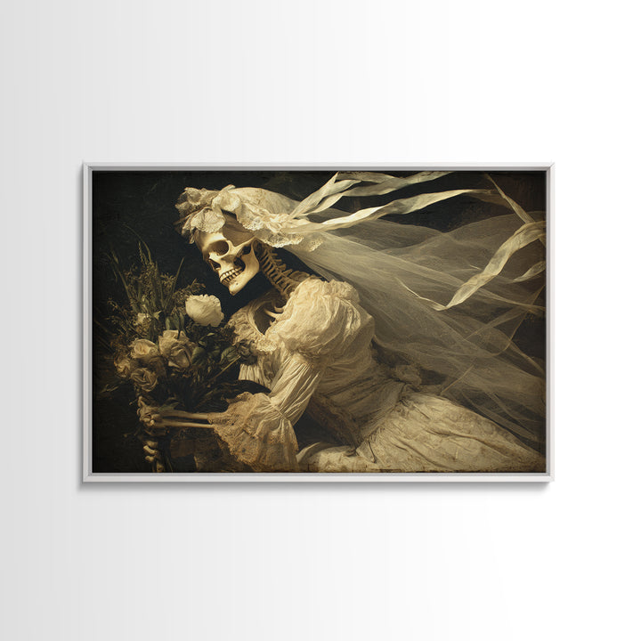 The Skeletal Bride, Symbolist Gothic Landscape, Landscape Wall Art, Gothic Horror Wall Art, Canvas Print, Halloween Wall Art