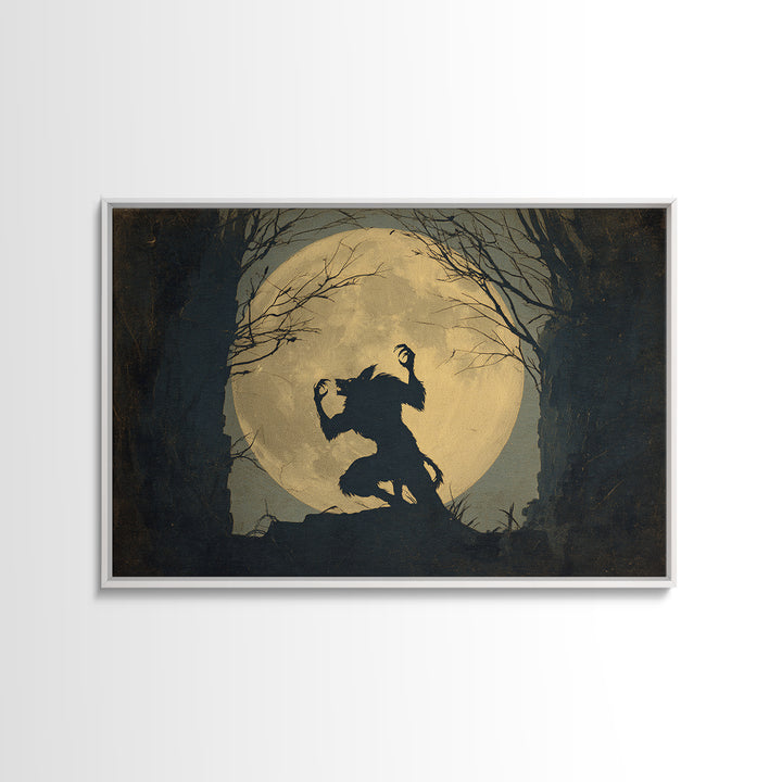The Moon-Cursed Werewolf, Romantic Gothic Landscape, Landscape Wall Art, Gothic Horror Wall Art, Framed Canvas Print