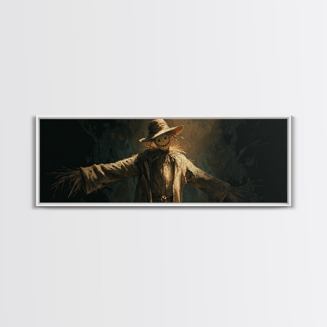 The Living Scarecrow, Visionary Gothic Art, Extra Wide Wall Art, Dark Halloween Decor, Canvas Print, Halloween Wall Art