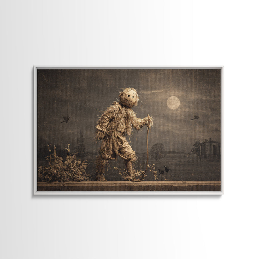 The Living Scarecrow, Romantic Gothic Landscape, Landscape Wall Art, Dark Halloween Decor, Canvas Print, Halloween Wall Art