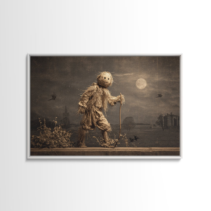 The Living Scarecrow, Romantic Gothic Landscape, Landscape Wall Art, Dark Halloween Decor, Canvas Print, Halloween Wall Art
