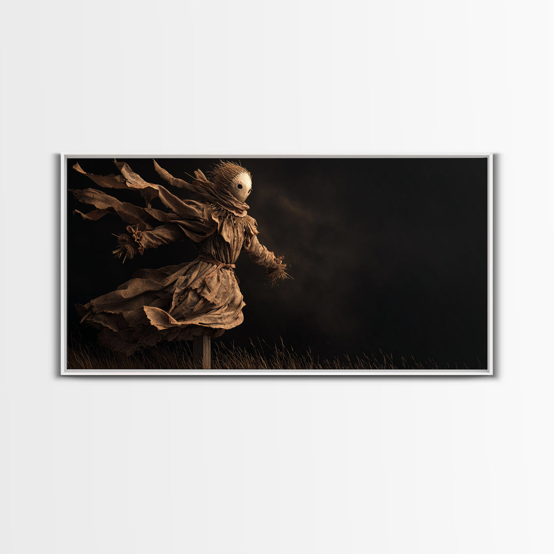 The Living Scarecrow, Apocalyptic Romantic Art, Wide Panoramic Art, Gothic Horror Wall Art, Canvas Print, Halloween Wall Art