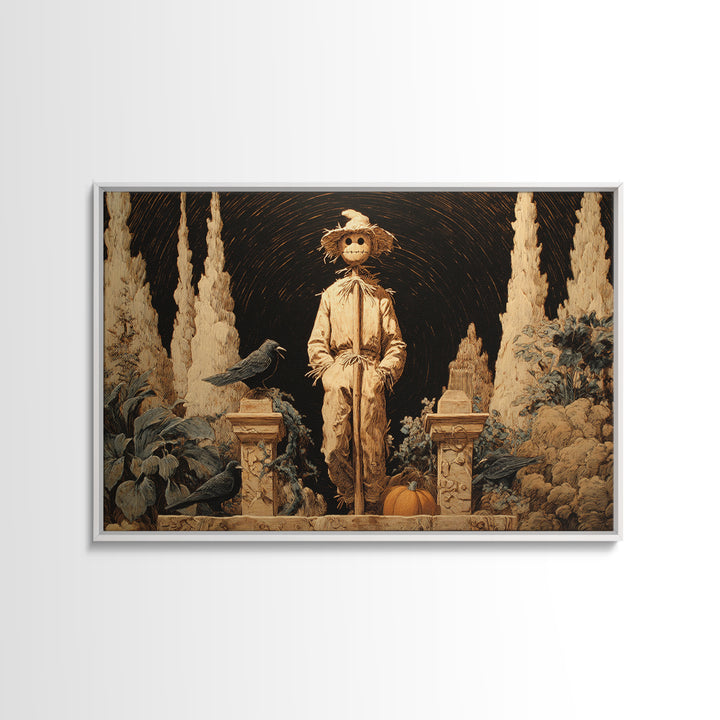 The Living Scarecrow, Symbolist Gothic Landscape, Landscape Wall Art, Macabre Wall Art, Canvas Print, Halloween Wall Art, Gothic Home Decor