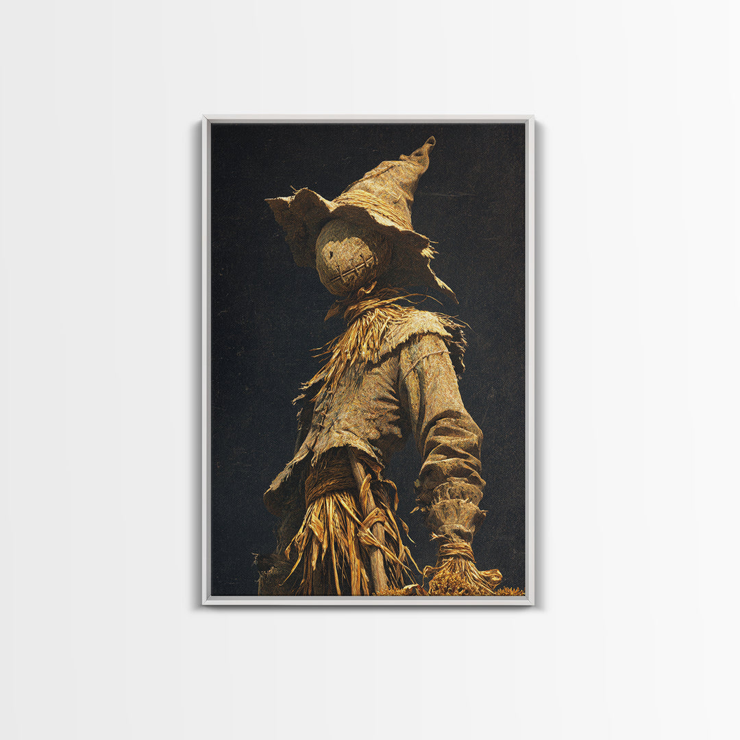 The Living Scarecrow, Ornate Symbolist Art, Vertical Wall Art, Dark Halloween Decor, Canvas Print, Halloween Wall Art