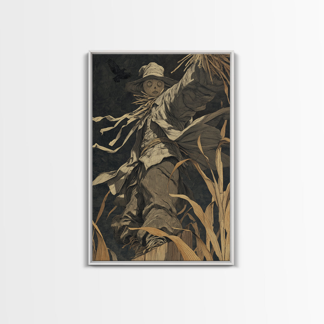 The Living Scarecrow, Dark Symbolist Art, Vertical Wall Art, Dark Halloween Decor, Canvas Print, Halloween Wall Art