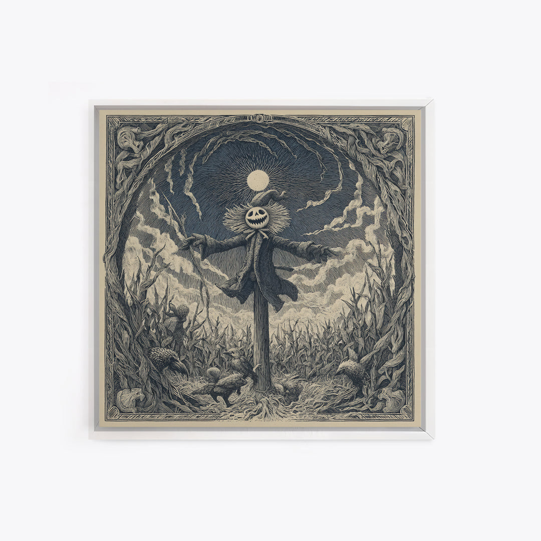The Living Scarecrow, Expressionist Nightmare Art, Square Wall Art, Gothic Horror Wall Art, Framed Canvas Print, Halloween Wall Art