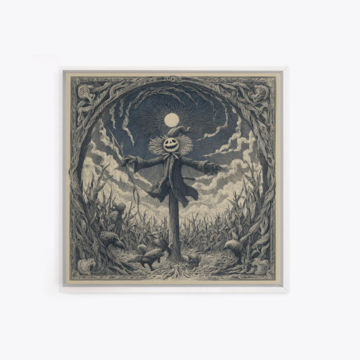 The Living Scarecrow, Expressionist Nightmare Art, Square Wall Art, Gothic Horror Wall Art, Framed Canvas Print, Halloween Wall Art