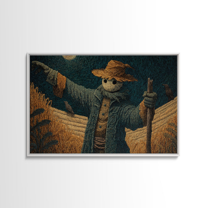 The Living Scarecrow, Expressionist Gothic Art, Landscape Wall Art, Macabre Wall Art, Framed Canvas Print, Halloween Wall Art