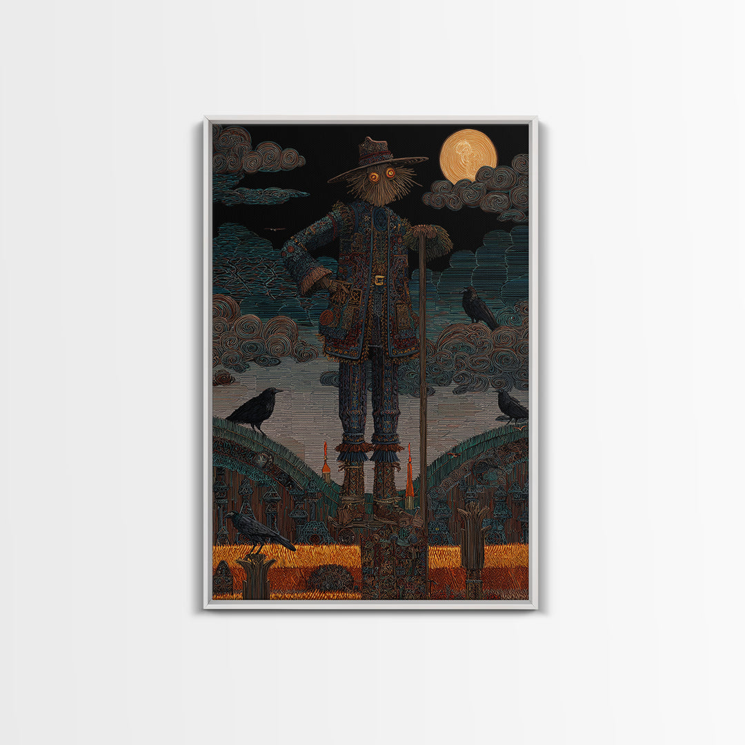 The Living Scarecrow, Stained Glass Gothic Art, Vertical Wall Art, Macabre Wall Art, Canvas Print, Halloween Wall Art, Halloween Decor