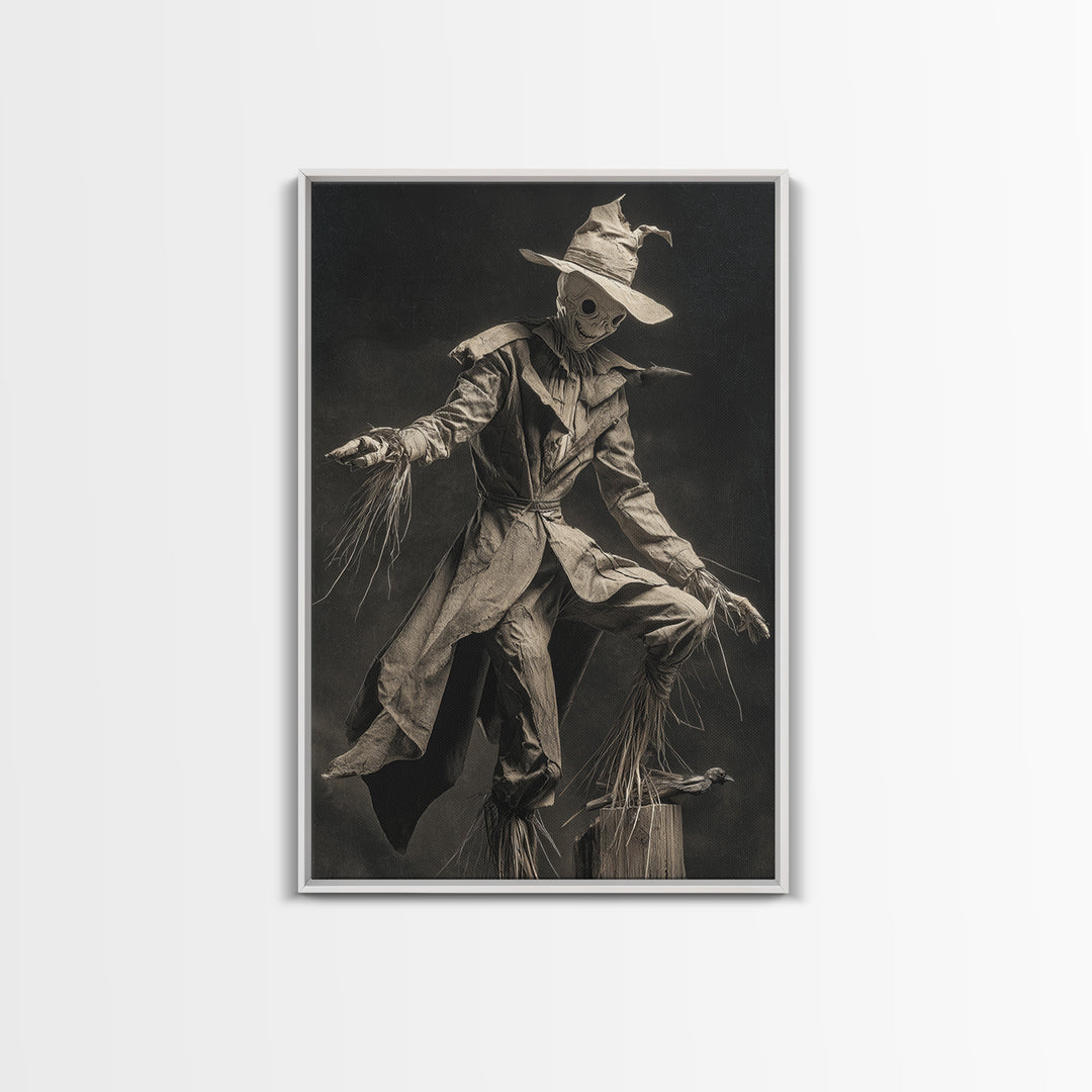 The Living Scarecrow, Biomechanical Horror Art, Vertical Wall Art, Macabre Wall Art, Framed Canvas Print, Halloween Wall Art