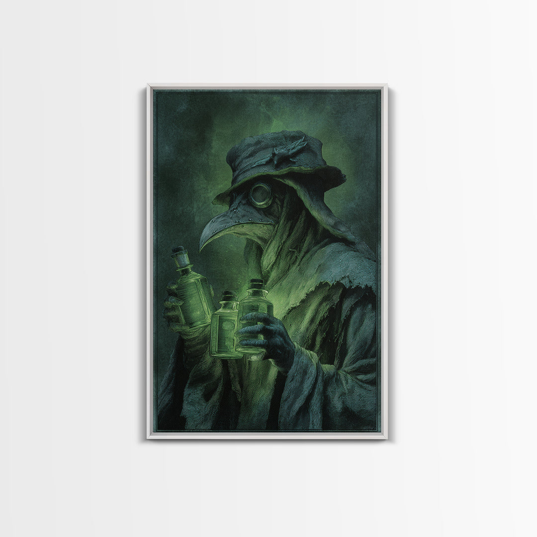 The Plague Doctor, Dark Renaissance Art, Vertical Wall Art, Dark Fantasy Wall Art, Framed Canvas Print, Halloween Wall Art