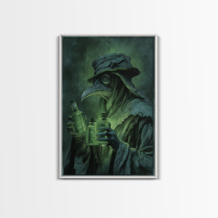 The Plague Doctor, Dark Renaissance Art, Vertical Wall Art, Dark Fantasy Wall Art, Framed Canvas Print, Halloween Wall Art