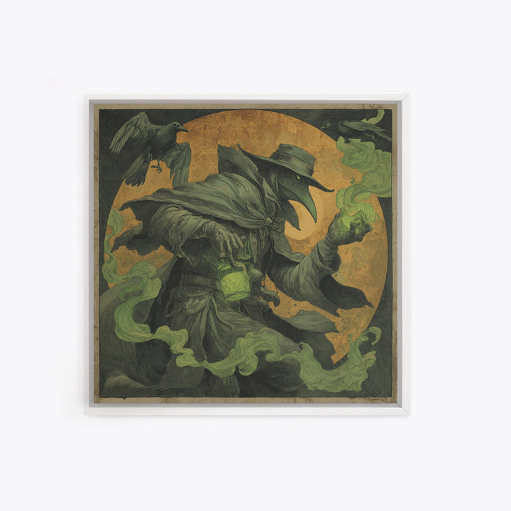The Plague Doctor, Danse Macabre Art, Square Wall Art, Macabre Wall Art, Canvas Print, Halloween Wall Art