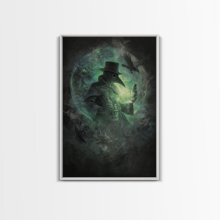 The Plague Doctor, Dark Romantic Horror Art, Vertical Wall Art, Dark Fantasy Wall Art, Framed Canvas Print, Halloween Wall Art