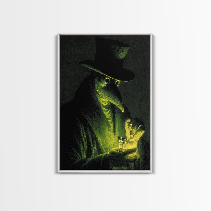 The Plague Doctor, Gothic Nightmare Art, Vertical Wall Art, Macabre Wall Art, Framed Canvas Print, Halloween Wall Art