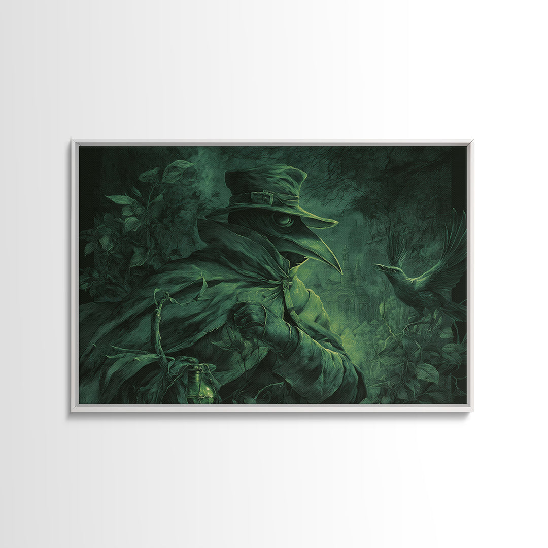 The Plague Doctor, Romantic Gothic Landscape, Landscape Wall Art, Gothic Horror Wall Art, Framed Canvas Print, Halloween Wall Art