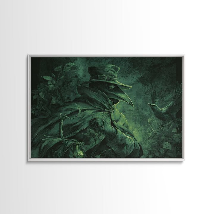 The Plague Doctor, Romantic Gothic Landscape, Landscape Wall Art, Gothic Horror Wall Art, Framed Canvas Print, Halloween Wall Art