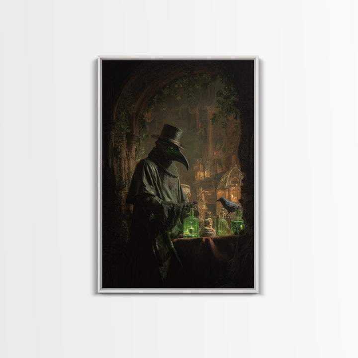 The Plague Doctor, Ornate Symbolist Art, Vertical Wall Art, Dark Fantasy Wall Art, Canvas Print, Halloween Wall Art, Halloween Decor
