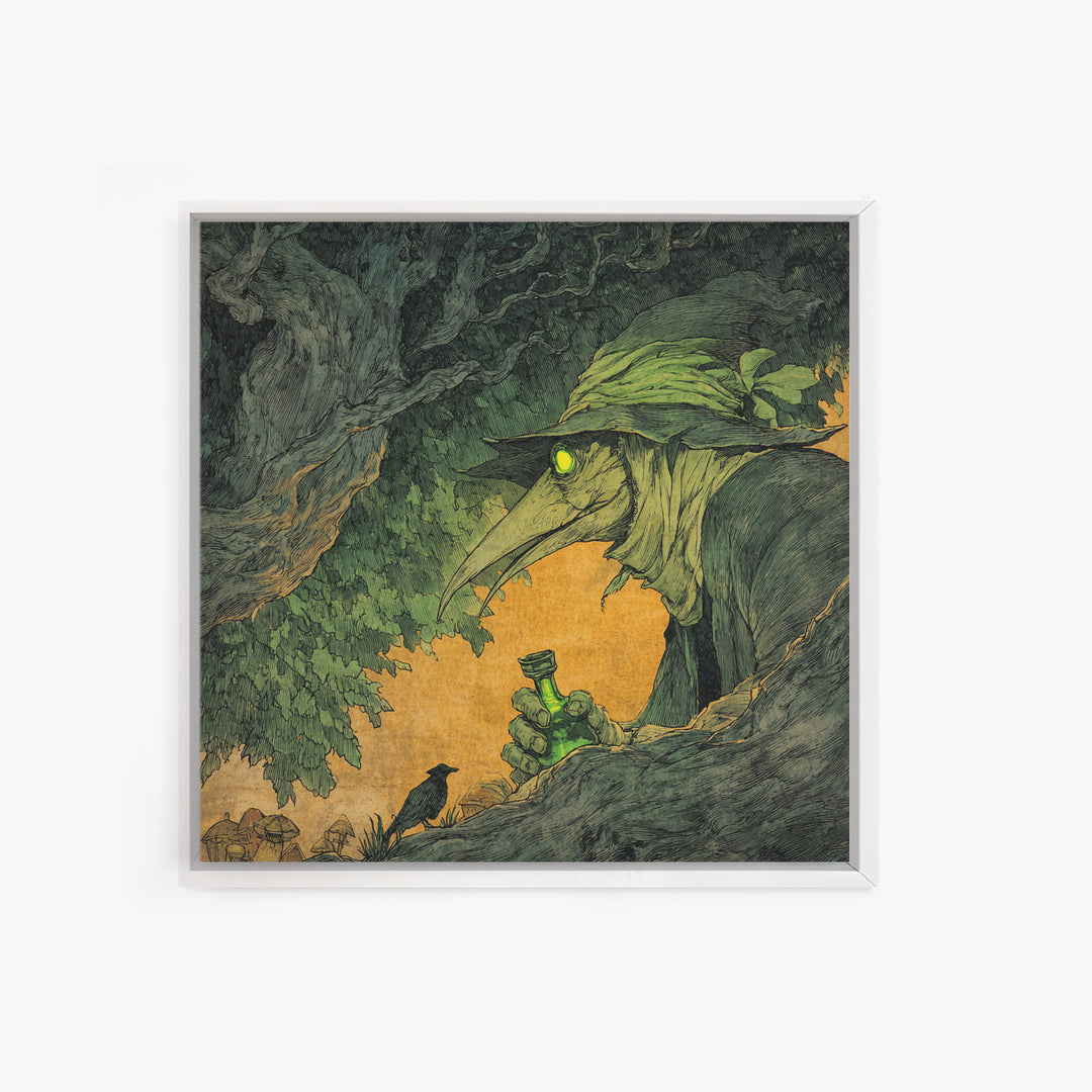 The Plague Doctor, Gothic Storybook Art, Square Wall Art, Macabre Wall Art, Canvas Print, Halloween Wall Art, Horror Wall Art